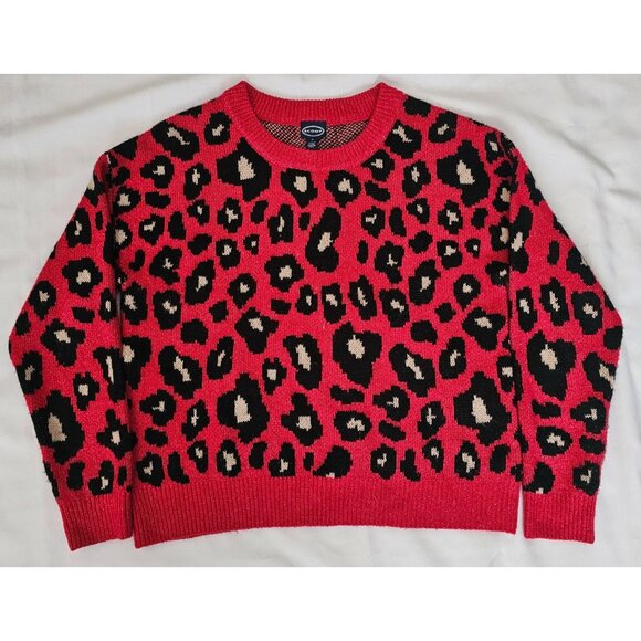 Scoop Women's Leopard Print Crewneck Long Sleeve Pullover Sweater Size Medium - Picture 3 of 13